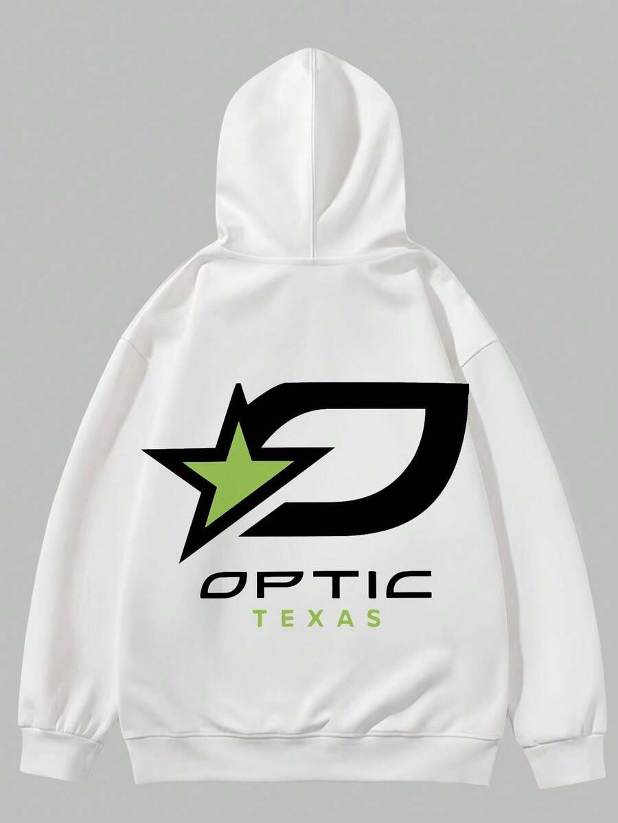 Hooded Sweatshirt Black Optic Texas Logo Print For Gaming Enthusiasts - White - View 1