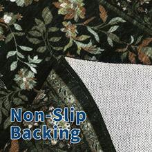 Botanical Printed Area Rug Vintage Floral Rug Washable Area Rug Stain Resistant Non-Slip Foldable Interior Decorative Rug For Bedroom Farmhouse Apartment Dining Room Laundry Room - Xanh đậm - Xem 5
