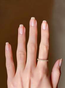 20 片装指甲返校夏季透明裸色指甲闪光线凝胶指甲贴纸贴片半固化紫外线灯全覆盖凝胶指甲贴纸，适合女性居家 DIY 自用指甲用品