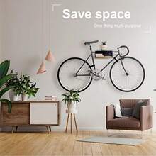 Bicycle Wall Mount SRack Bicycle Holder Aluminium Wood Bicycle Mount For Road Bike Gravel Bike Touring Bike Bicycle Stand Wall Indoor Storage For Garage Living Room - 黑色 - 查看 5