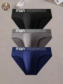 3-częściowe męskie spodnie trójkątne, proste, codzienne, sportowe, modne, dzianinowe majtki z literami, średni stan, wygodne i miękkie, męskie majtki