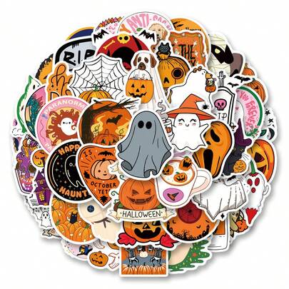 50pcs/Pack Stiker Halloween Lucu Bertema , Hantu, Misterius, Gelap, INS, Gaya Vintage, Stiker Label Kartun Lucu dan Menyenangkan, Cocok untuk Scrapbooking, Alat Tulis Perekat, Kartu, Amplop, Gitar, Dekorasi Alat Musik, Hadiah Liburan, Perlengkapan Pesta, Hadiah, Stiker Motivasi, Tahun Baru, Musim Dingin
