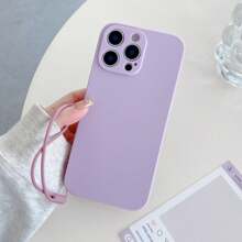 1 pieza Funda de teléfono líquida de unicolor tipo silicona con cordón, compatible con Samsung, compatible con iPhone 11/12/13/14/15/16 Pro Max, Samsung S22/23/24/S25+ UA04/A05/A14/A15/A24/A25/A34/A54 SA56/A36/A26 resistente al agua, a los golpes, a las caídas y a los arañazos