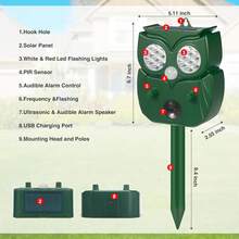 Ultrasonic Animal Repellent Outdoor Solar Animal Repeller With 14 LED Flashlight&Motion Sensor, Cat Repellent Deer Repeller  Rabbit Bird Squirrel Skunk For Garden Yard - Green - View 5