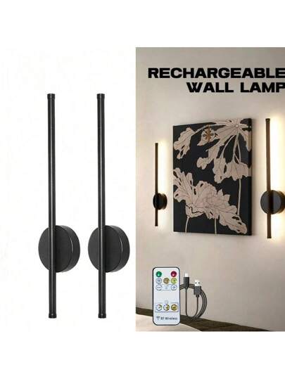 Nordic LED Wand Lamp Home Fixtures Remote Control Charging Bedside Minimalist Rechargeable Three s(Battery Capacity Claimed: 4000mAh) Of Verlichting Aluminium ation No Wiring Required Easy To Adjust Drilling Installation Living Room Kitchen Isl Bedroom view 11