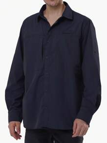 CAMEL CROWN Men's Long-Sleeve Sun-Protection Shirt Outdoor Quick-Drying Hiking Fishing Button-Down Shirt