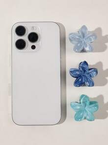 4 件 ABS 材质迷你花卉波西米亚大理石纹理发夹，湖蓝色、海军蓝、蓝灰色，适合春夏海滩、派对、刘海、侧发装饰发饰时尚发夹秋季配饰秋季发夹花夹冬季度假装女士 - 彩色 - 查看 3