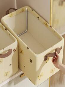 1 pieza Caja de almacenamiento de ropa plegable y plegable con asa, gran capacidad, cesta de almacenamiento portátil reforzada para ropa de cama, edredón, ahorro de espacio en el armario, dormitorio, hogar, dormitorio, cesta de lavandería, organizador de juguetes