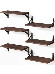 Estantes flotantes de pared, estantes de pared, adecuados para la sala de estar, el baño, el dormitorio, la cocina, la decoración del hogar, los estantes de pared del dormitorio, los estantes montados en la pared, para el almacenamiento de pared, exhibición de estantes de madera de estilo rústico adecuados para libros, plantas, baño, cocina, estantes de esquina de la sala de estar, estantes flotantes, estantes de madera rústica, estantes montados en la pared, adecuados para la decoración del baño, el dormitorio, la sala de estar y las plantas - Multicolor - Ver 8