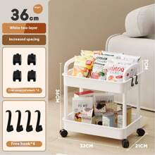 3/4/5 Tier Heavy Duty Rolling Storage Cart With Wheels - Multipurpose Organizer, Sturdy Plastic Construction, Easy Assembly No Tools Required, Space Saving Storage Shelves For Kitchen, Bathroom, Office, Bedroom - Suitable For Home, Commercial Use - White/Black Heavy Duty Rolling Cart, Home Organization, Compact Design, Durable Structure, Mobile Storage Rack, Office Personnel, Bookshelf (Some Colors Random)