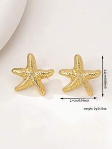 A Pair Of Stylish, Elegant And Simple Starfish Earrings - 金黃色 - 查看 2