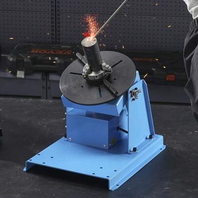 Rotary Welding Positioner 10KG, 0-90° Welding Positioning Turntable Table With 8.1 Inch 3-Jaw Lathe Chuck, 1-12 RPM 20W Portable Welder Positioning Machine For Cutting Grinding Assembly Testing