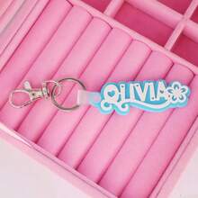 1pc Customized Acrylic Letter Name Keychain, Personalized Double-Layer Glitter Keychain, Colorful Backpack Pendant, Suitable For Bags, Water Bottles, Perfect Birthday Gift For Women And Family, Decorative Keychain, Fun Design, Charming Accessory, Cute Keychain - Steel Keychain + White Button - View 21