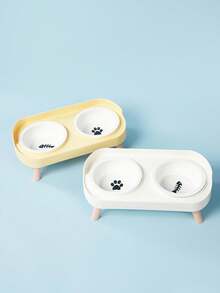 PETSIN New Cat/Dog Elevated Double Bowls, Integrated Food And Water Bowls On High Stand, Available In Plastic/Stainless Steel/Ceramic, Multiple Colors To Choose For Your Beloved Pets - Multicolor - View 2