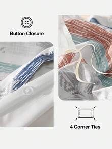 2/3pcs Bohemian Style Duvet Cover Set, Gray Moroccan Stripe & Geometric Pattern, Yellow-Gray Boho Vibrant Texture Microfiber Bedding Set With Button Closure, Suitable For Twin, Full, Queen, King Beds, Home & Dorm, Oeko-Tex Certified - Multicolor - View 8