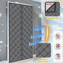 1pc Magnetic Thermal Insulated Door Curtain - Waterproof, Windproof, Noise Reducing, Quilted Design And Wider Edges For Perfect Fit - Easy Installation No Drilling (Hook And Loop/Pushpin Flexible) - Available In Multiple Widths (80cm - 120cm) And 210cm Height, Suitable For Home Decor All Year Round - Multicolor - View 2