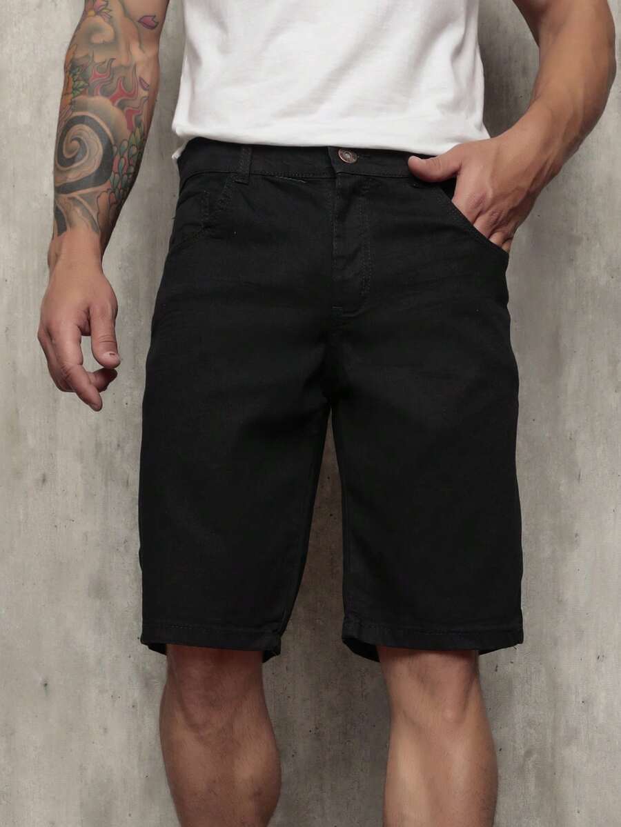 Liza Men's Denim Shorts With Lycra - 黑色的 - 查看 1