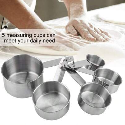 Stainless Steel Measuring Cups Set, 5 Pieces Kitchen Measuring Sets Gadgets Tool,For Cooking & Baking,Measure Dry & Wet Ingredients And Liquid, Kitchen Gadgets For Cooking & Baking (Cups)