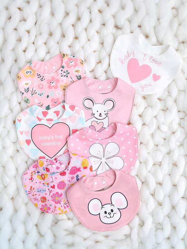momscare 4 baberos/pañuelos para babear de bebé con patrones de corazón de colores aleatorios - Un regalo de San Valentín cariñoso para bebés, adecuado para 0-3 años, suave y cómodo