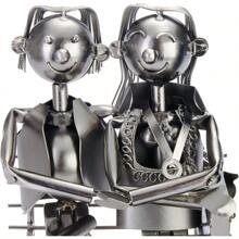 "Lovers On The Shore" Bottle Holder - Silver Bottle Holder - Metal Bottle Rack - Love Figure - Metal Sculpture - Wedding Gift With Gift Card