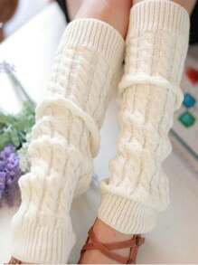 زوج من جوارب الساق الكابلية المحبوكة للنساء للخريف/الشتاء، جوارب دافئة محبوكة بسيطة للخروجات اليومية، جوارب ساق متوسطة الطول للأزياء في عيد الهالوين، Y2k