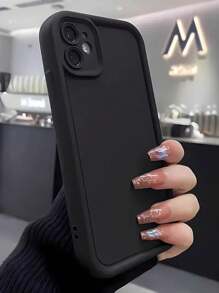 【简约创意手机壳】哑光黑边框简约创意欧式男女通用纯色单梯形材质全包防震软壳，适用于A/02S/03/S/04/E/05/10S/11/12/12/F12/F42/M32/13/14/15/20/22/21S/23/24/25/30/31/32/33/34/35/50/51/52/53/54/55/71/72/73/Lite/Fe/Plus/Ultra/S23/S24手机，防水、防摔、防刮。 - 黑色 - 查看 2