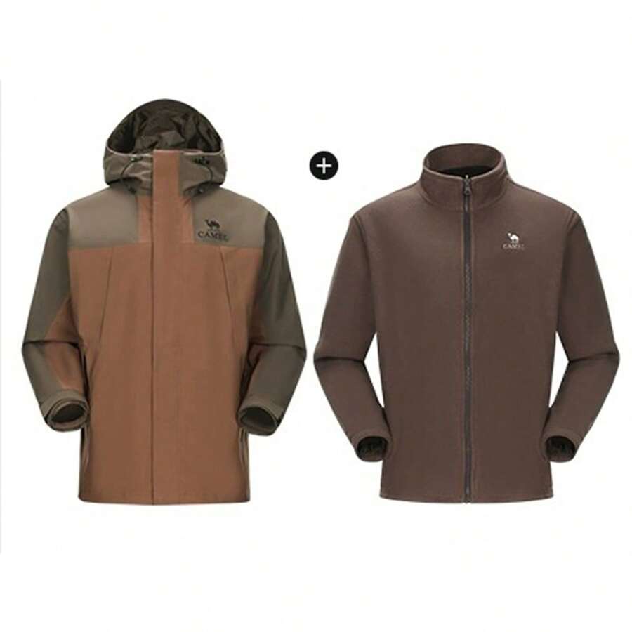 CAMEL CROWN Women's 3-In-1 Jacket New Style Casual Jacket Windproof And Waterproof Mountaineering Clothes - Redwood Brown Brick Stone Brown - View 1