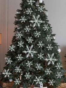 Artificial Snowflakes, Christmas Tree Hanging Decorations, 3D Snowflake Party Backdrop Decor, Hanging Snowflake Tassels, Suitable For Christmas Theme Party And Christmas Tree Decoration, Christmas - Multicolor - View 2