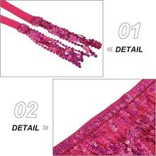 Halloween  Halloween Essentials  Party Limited Edition  Women's Belly Dance Scarf Skirt Sparkly Tassel Disco Outfits Sequin Wrap Rave Costumes Fringe Skirt - 玫紅色 - 查看 10