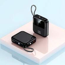 10000mAh Portable Charger Mini Power Bank, 120W Super Fast Charging Portable Mobile Phone Charger With Built-In Cable (USB-C Output Cable), LED Display Mobile Phone Travel Battery Pack, Suitable For IPhone, Suitable For Samsung, Suitable For Android And Other Travel Essentials, Back To School Essentials, Perfect Gift, Fashion Design - Black - View 9