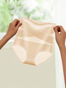 1pc Women's High Waist Seamless Shapewear Panty, Tummy Control, Butt Lift, Waist Cincher, Flattens Belly - Apricot - View 6