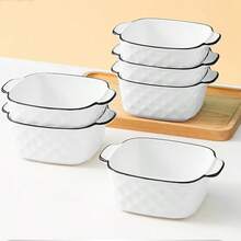 小型迷你烤盘套装，带手柄的方形烤盘，适用于烤箱、微波炉和洗碗机的陶瓷烤盘 - 彩色 - 查看 14