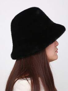 Herbst/Winter Plüschmütze für Damen, modischer warmer neuer flauschiger Fischerhut, vielseitiger einfarbiger Lässig Polyester windundurchlässiger Beanie Mütze für Herbstoutfits