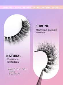 Asiteo 7 Pairs Natural Long Fake Eyelashes, Reusable Soft Volume Lashes, Fine Fiber Curling Holding Wispy Lashes Strip Lashes, Lashes, Eyelashes, Fake Lashes - Black - View 6