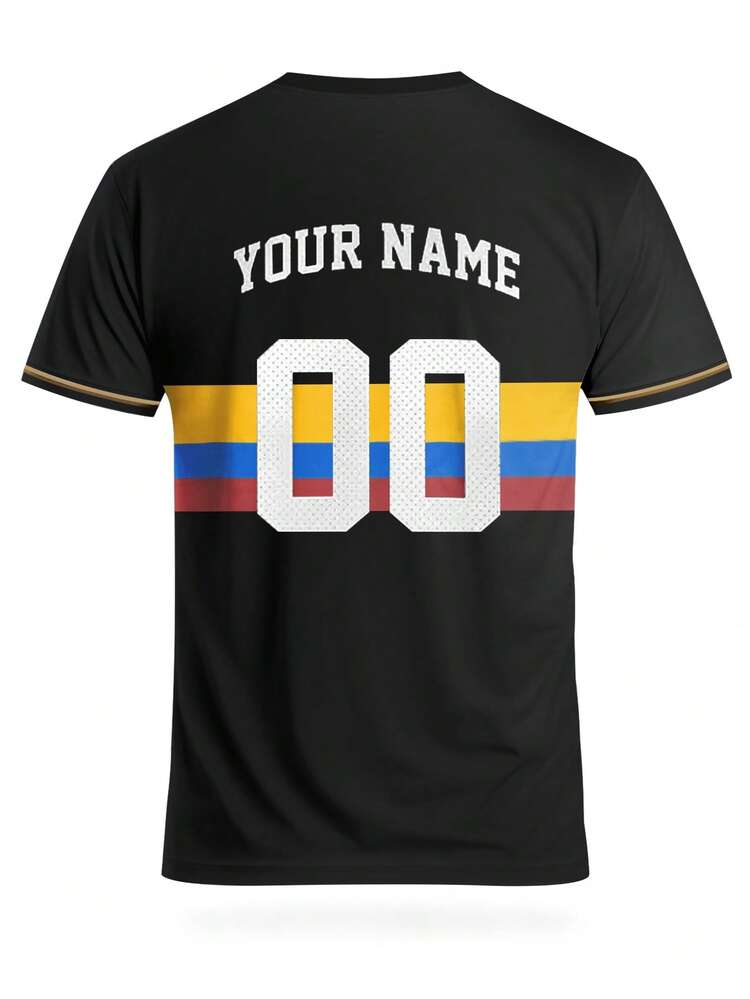 Camiseta de fútbol personalizada de Colombia, personalizada con nombre y número, camiseta deportiva cómoda de cuello redondo para entrenamiento de fútbol, uso casual y regalo - Negro - Añade 4