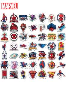 Marvel 50 Miếng dán vinyl hình Người Nhện được  cấp phép chính thức, quà tặng hoạt hình chống nước cho bình nước, ốp lưng máy tính xách tay, bình nước, máy tính, điện thoại, mũ bảo hiểm, xe hơi và đề can - Nhiều màu - Xem 5