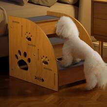 3 Steps Wooden Pet Dog Washable Portable Soft Stairs Puppy Ramp Ladder Bed Sofa - Wood Color - View 3