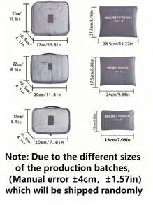 1/6 件套旅行整理袋套装、洗衣袋、衣服拉链储物袋、鞋袋六件套、旅行衣物整理袋、宿舍必备学校学生老师旅行收纳袋套装带内衣袋防水防尘拉链行李返校尼龙、男女学生旅行必备品 - 西瓜粉 - 查看 9