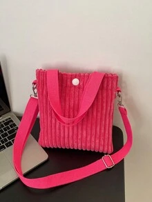 1 件灯芯绒单肩包轻便迷你斜挎包街头时尚手提包女士钱包钱包钱夹 - 彩色 - 查看 5