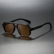 Transparent Green Double Bridge Retro Fashion Glasses - Street Style Protective Model, Combining Retro And Modern, Suitable Casual And Formal Wear, Durable Frame, Unisex - 透明紅色漸層粉紅色 - 查看 7