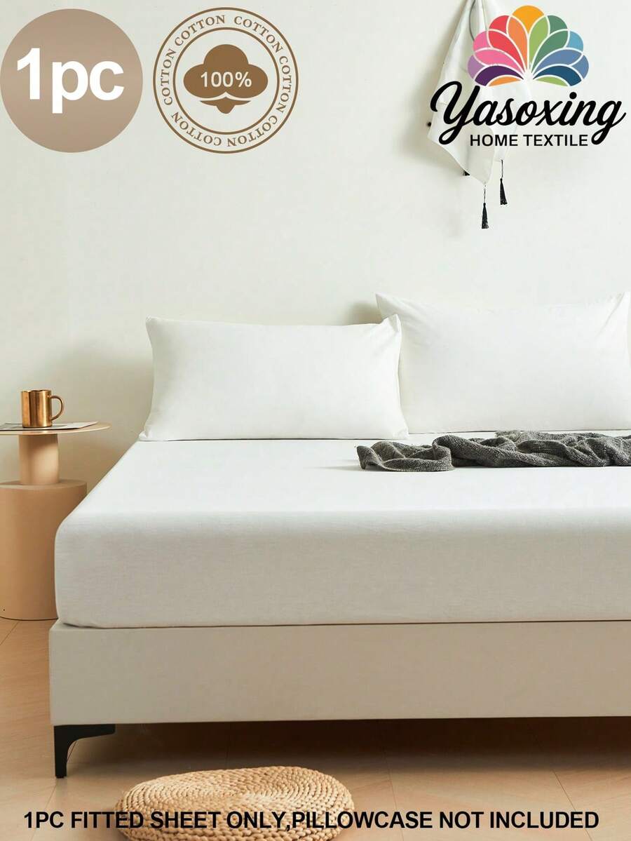 1 件纯白色床笠，床垫保护套，柔软透气，适用于单人床、双人床、大号床、特大号床 - 深口袋设计，最大可达 11.8 英寸，宿舍/返校床上用品 - 白色 - 查看 1