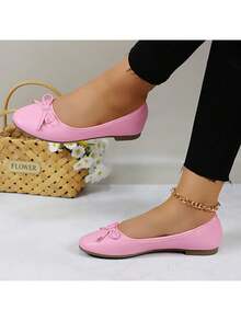 Womens Low Block Chunky Heels Pink Pumps Ladies Dress Shoes Round Toe Comfortable Office Slip On Shoes ROUDI-1 - Pink - View 5