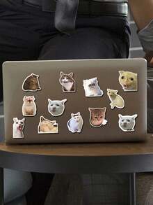 2/12/24pcs Kitchen Refrigerator Cat Magnet, Funny Expression Cat Locker Magnetic Magnet Magnet Joke Refrigerator Sticker Door Sticker Decorative Sticker Soft Animal Magnet Gifts Birthday Graduation - Multicolor - View 2