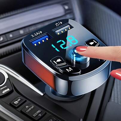 Car FM Transmitter Bluetooth 5.0 Handsfree Car Kit Audio MP3 Modulator 3.1A Player Audio Receiver 2 USB Fast Charger Compatible With Apple Compatible