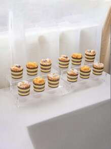 1pc Acrylic Trapezoid Display Rack, 3-Tier Trapezoid Display Shelf, Home Storage Display Rack, Jewelry & Cosmetics Display Rack, Multi-Layer Transparent Organizer Display Rack, Cake Stand, Perfume Rack, School Supplies, Back To School Season