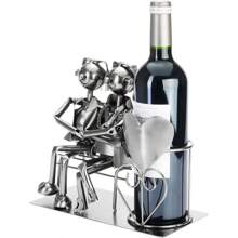 "Lovers On The Shore" Bottle Holder - Silver Bottle Holder - Metal Bottle Rack - Love Figure - Metal Sculpture - Wedding Gift With Gift Card
