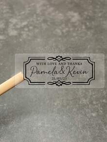 30-300Pcs Custom Wedding Stickers,Personalize Name Label Stickers,Customizable Text Transparent Stickers,Customized Thank You Stickers,Wedding Favor Stickers,Gold Stamping Rectangle,Bride And Groom,Birthday Gifts,Anniversary,Christmas,Bridesmaids,Invitations,Gift Box,Men,Women,Sisters,Unique Gifts