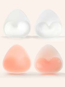 2pcs Seamless Silicone Bra Inserts - Reusable Invisible Adhesive Straps For Bikini & Wedding Dresses, Strong Hold, Hand Washable, Solid Color Design, Reusable Lingerie | Smooth Texture | Durable Silicone