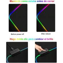 Mousepad RGB Gamer XXL, Alfombrilla RGB Gamer, Tamaño Grande 800x300x4mm con Base de Goma Antideslizante, Negro - Negro - Ver 9