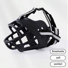 1 pieza Bozal ajustable para perros con diseño de cinturón reflectante, anti-mordedura, anti-ladrido y anti-alimentación, máscara protectora universal para mascotas